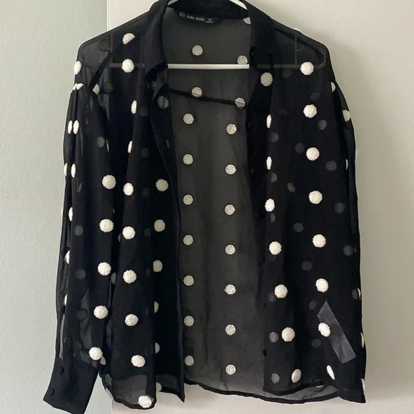 ZARA Blouse. Sz XS fits like a small. Black. Sheer. Like new. - Picture 1 of 7